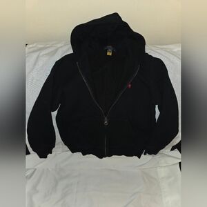 Polo Ralph Lauren 8-20 Boys' Cotton Fleece Black Zip-Up Hoodie with Red Logo